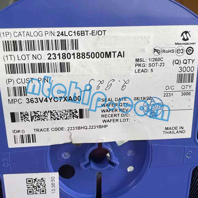 Microchip Technology 24LC16BT-E/OT Reel Original Label Microchip Technology 24LC16BT-E/OT Reel Original Label