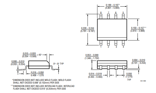 Linear Technology LT1492CS8#TRPBF Package Dimensions Linear Technology LT1492CS8#TRPBF Package Dimensions