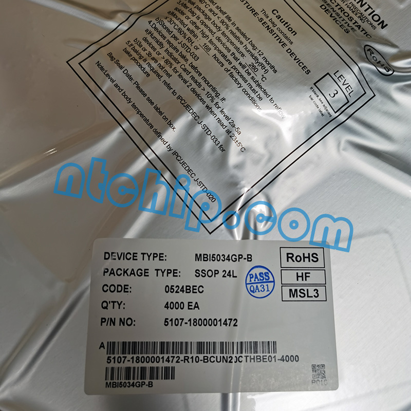 Macroblock MBI5034GP-B Reel label Macroblock MBI5034GP-B Reel label