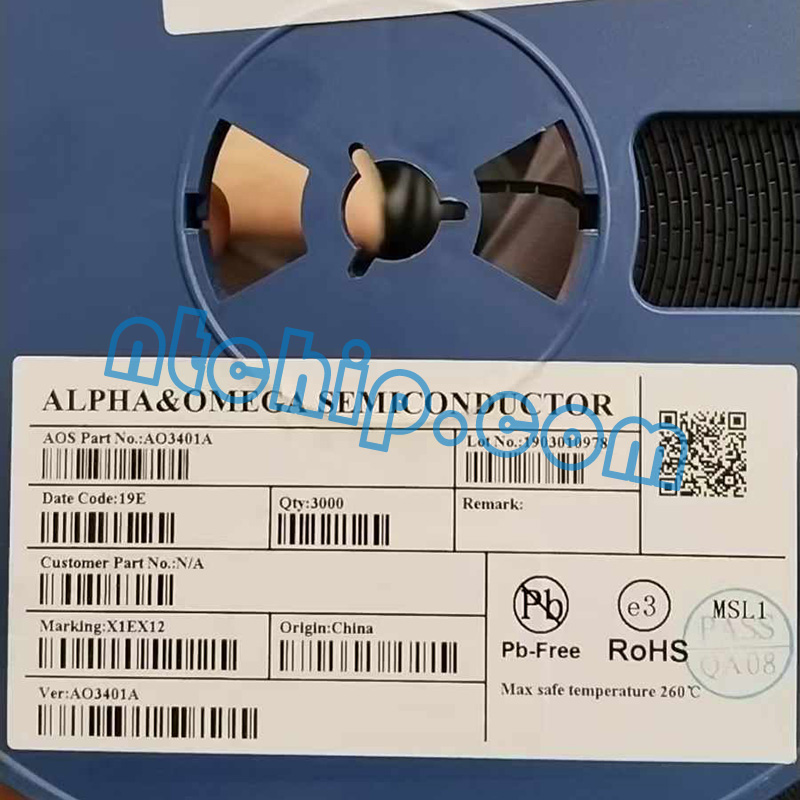 Alpha and Omega Semiconductor, Inc. AO3401A Original Reel Label