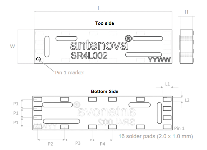 Antenova SR4L002 Package Dimensions