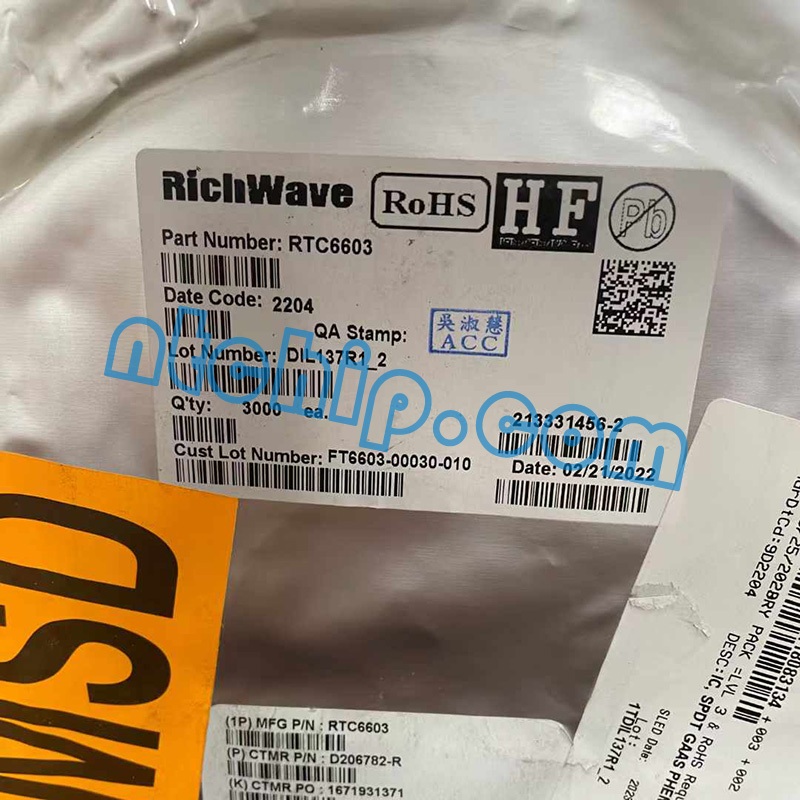 Richwave RTC6603 Original Package Label Richwave RTC6603 Original Package Label