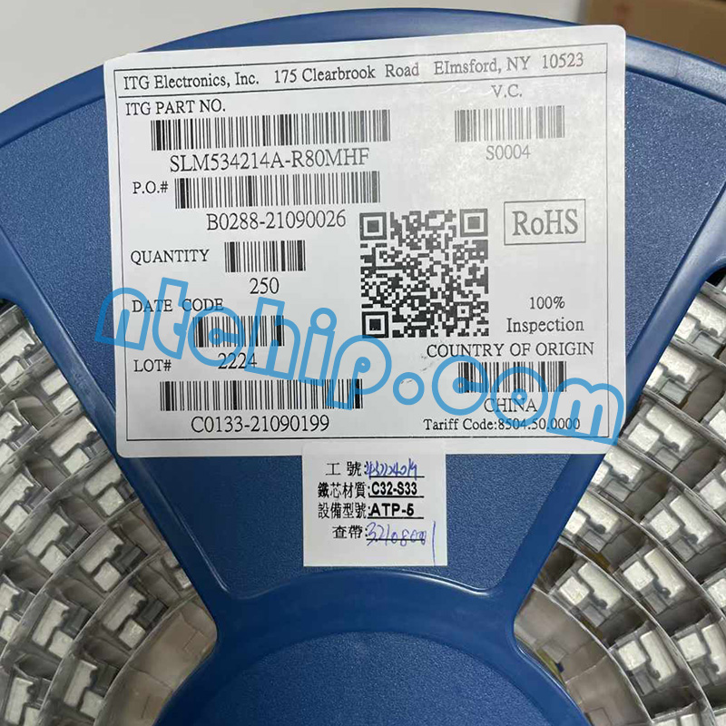 ITG Electronics, Inc. SLM534214A-R80MHF Original Reel Label ITG Electronics, Inc. SLM534214A-R80MHF Original Reel Label