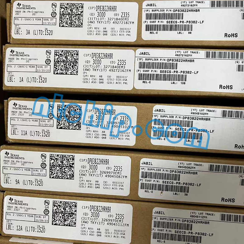 Texas Instruments DP83822HRHBR Package Genuine Label