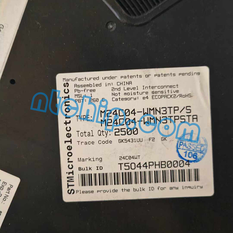 STMicroelectronics M24C04-WMN3TP/S Original Reel Label STMicroelectronics M24C04-WMN3TP/S Original Reel Label