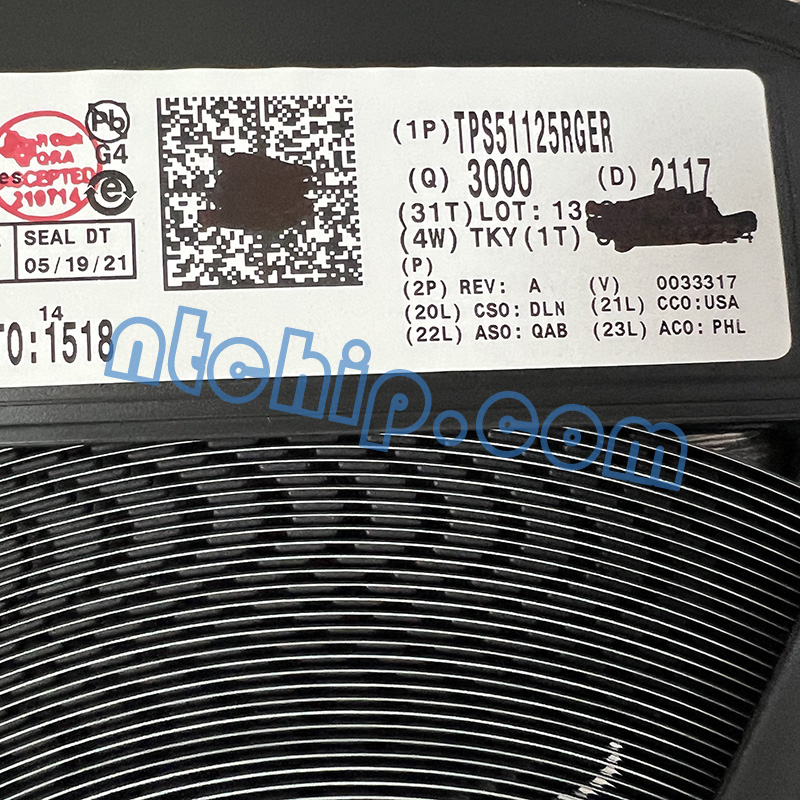 Texas Instruments TPS51125RGER Genuine Reel Label
