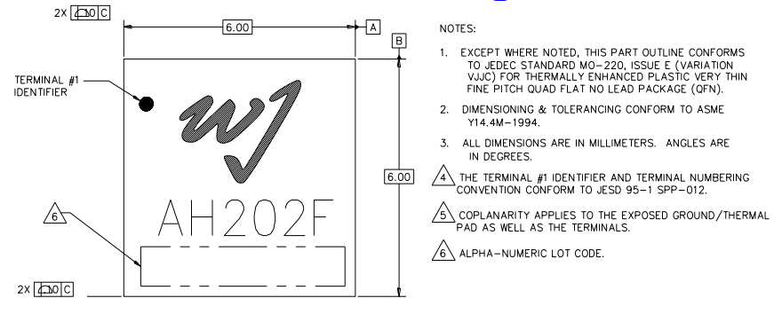 TRIQUINT AH202-F Part Outline Drawing