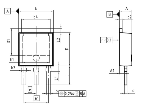 Infineon IPS65R1K4C6 drawing dimension