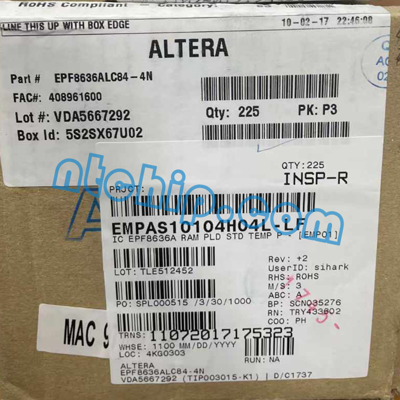 Altera EPF8636ALC84-4N Package Label