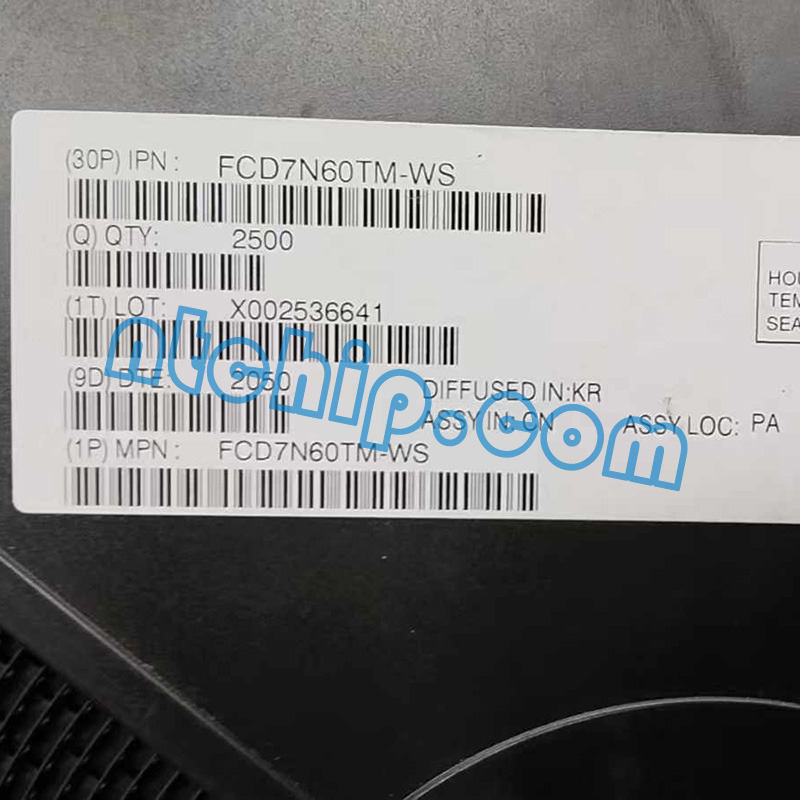 ON Semiconductor FCD7N60TM-WS Reel Original Label ON Semiconductor FCD7N60TM-WS Reel Original Label