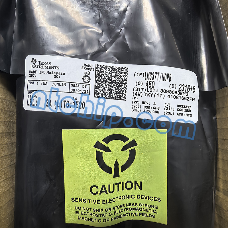 Texas Instruments LM337T/NOPB original package label