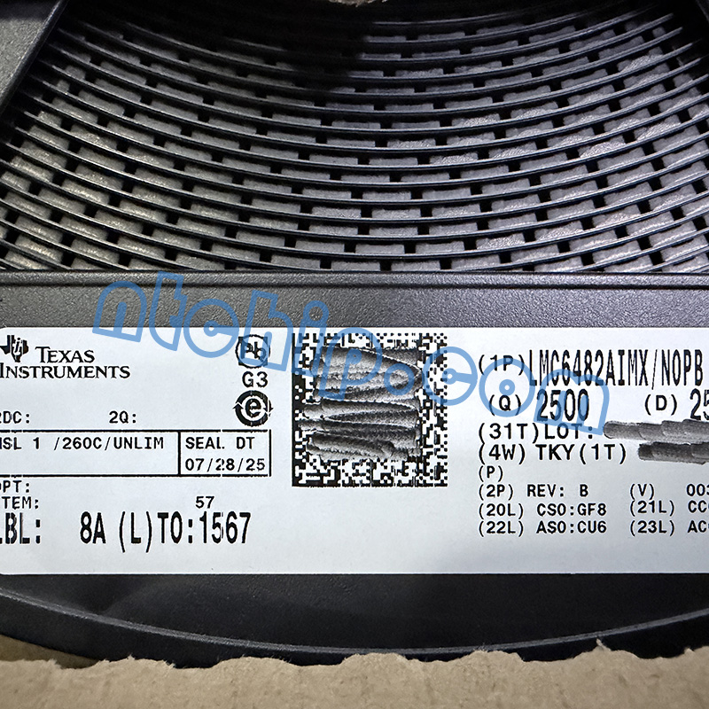 Texas Instruments LMC6482AIMX/NOPB original reel label Texas Instruments LMC6482AIMX/NOPB original reel label
