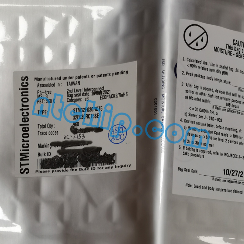 STMicroelectronics STM32F030RCT6 original package label