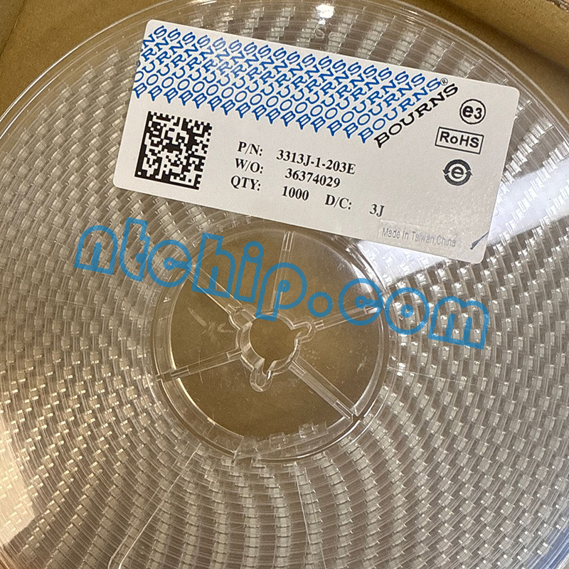 Bourns Inc. 3313J-1-203E original reel label Bourns Inc. 3313J-1-203E original reel label