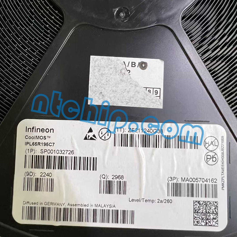 Infineon Technologies IPL65R195C7 original reel label Infineon Technologies IPL65R195C7 original reel label