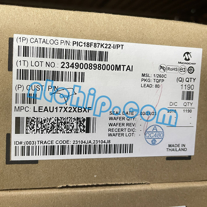 Microchip Technology PIC18F87K22-I/PT original package label