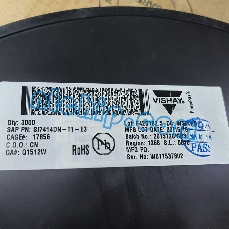 Vishay/Siliconix SI7414DN-T1-E3 original reel label