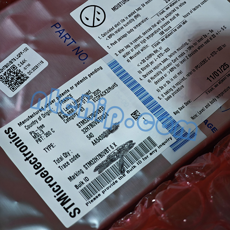 STMicroelectronics STM32H7B0VBT6 original package label