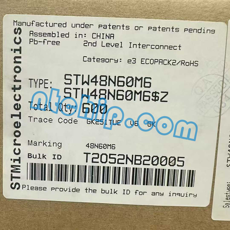 STMicroelectronics STW48N60M6 original package label