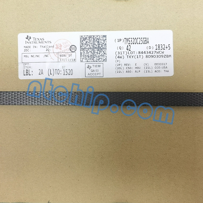 Texas Instruments TMS320C25GBA original package label