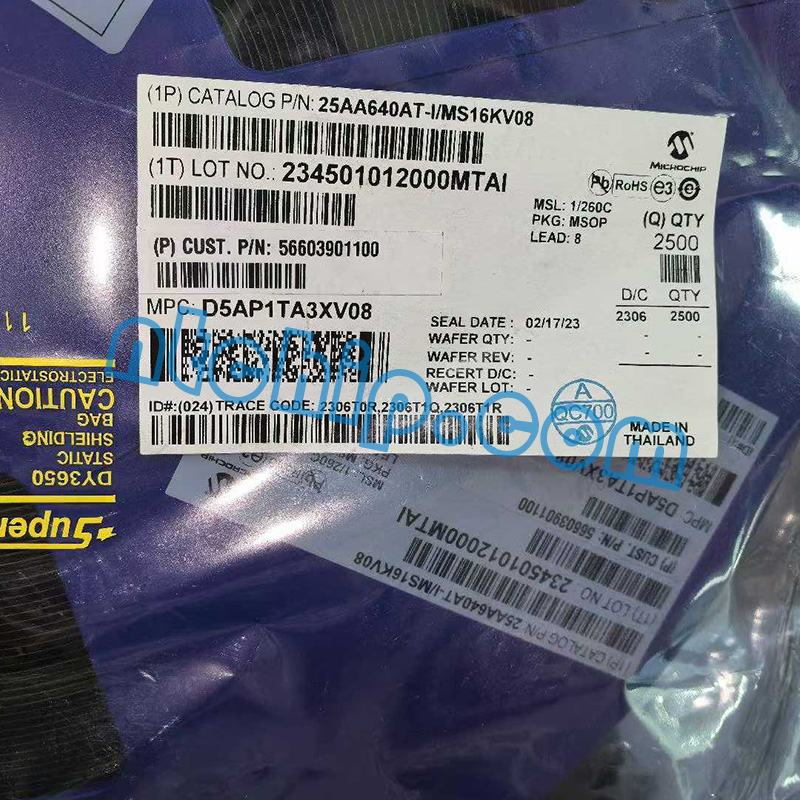 Microchip Technology 25AA640AT-I/MS16KVAO original package label