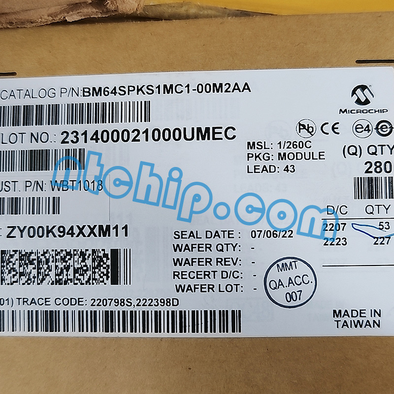 Microchip Technology BM64SPKS1MC1-00M2AA original package label
