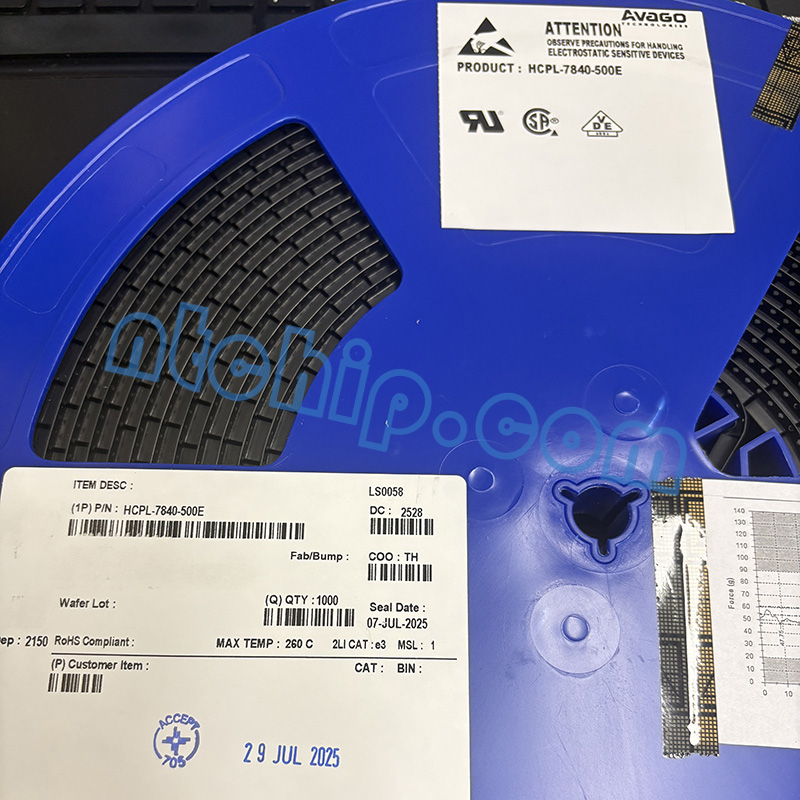 Avago Technologies (Broadcom) HCPL-7840-500E original reel label