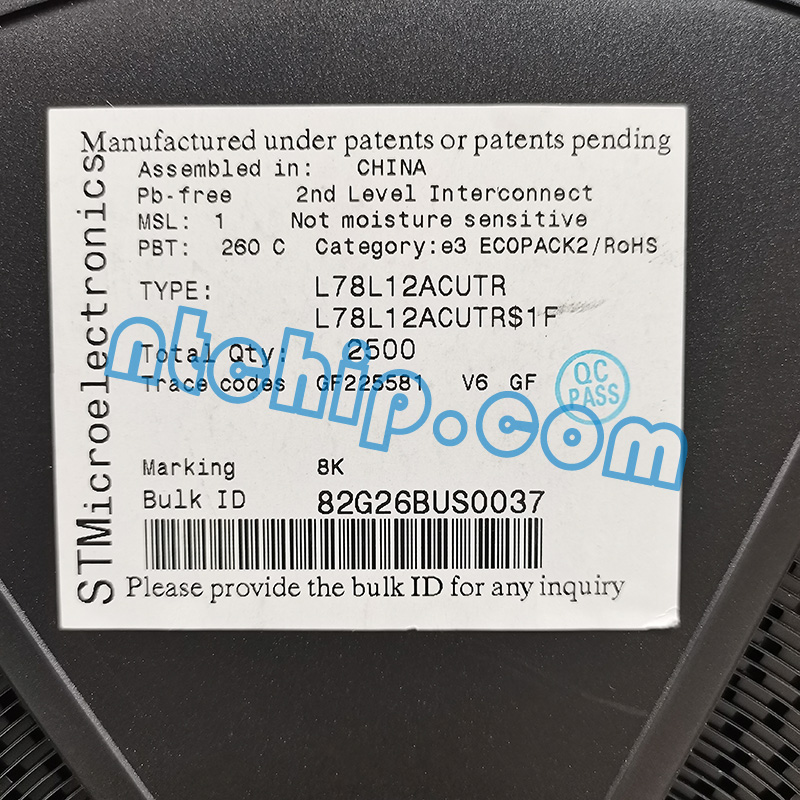 STMicroelectronics L78L12ACUTR original reel label