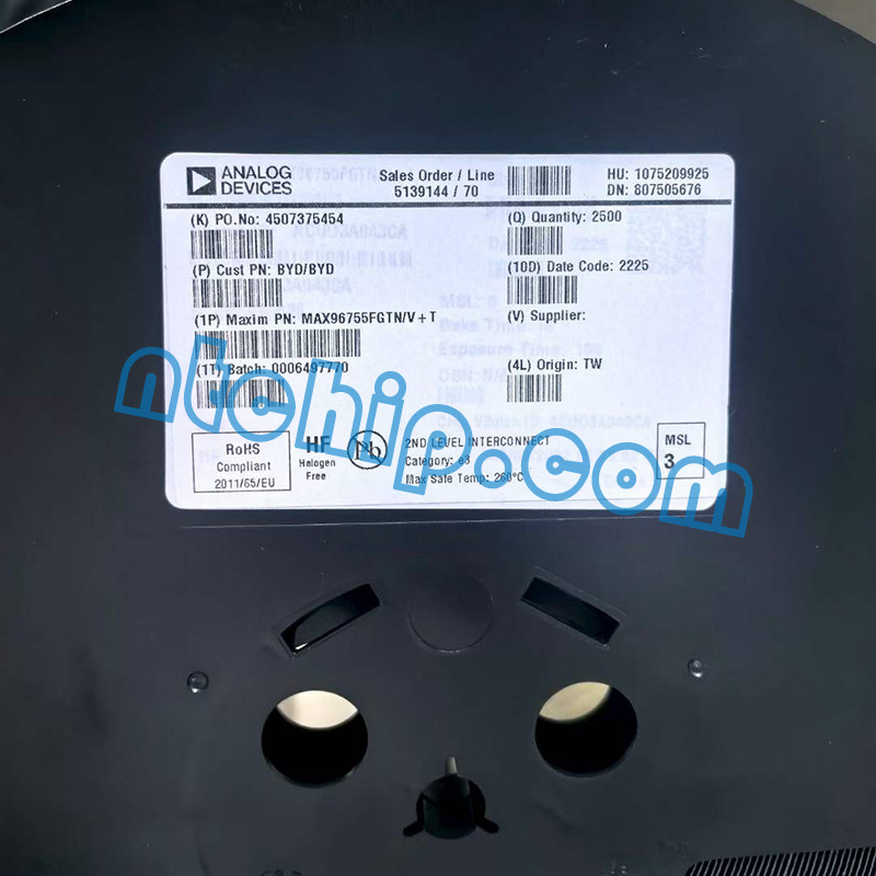 Maxim Integrated MAX96755FGTN/V+T original reel label