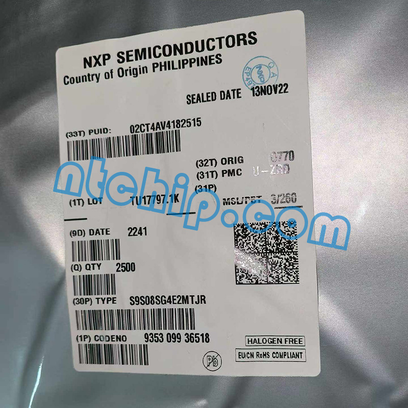 NXP Semiconductors S9S08SG4E2MTJR original package label