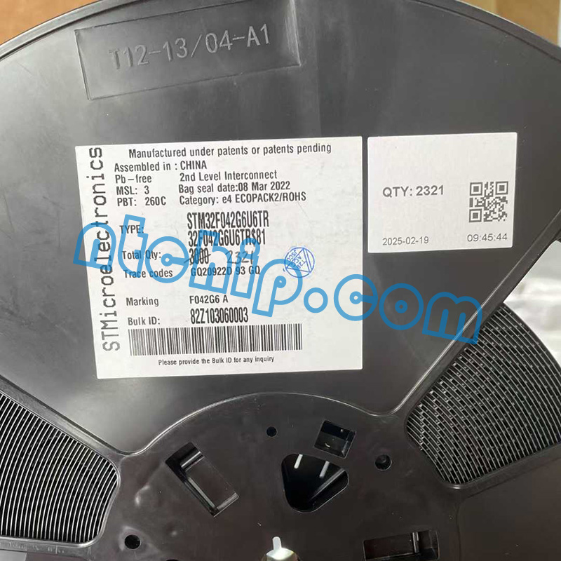 STMicroelectronics STM32F042G6U6TR original reel label