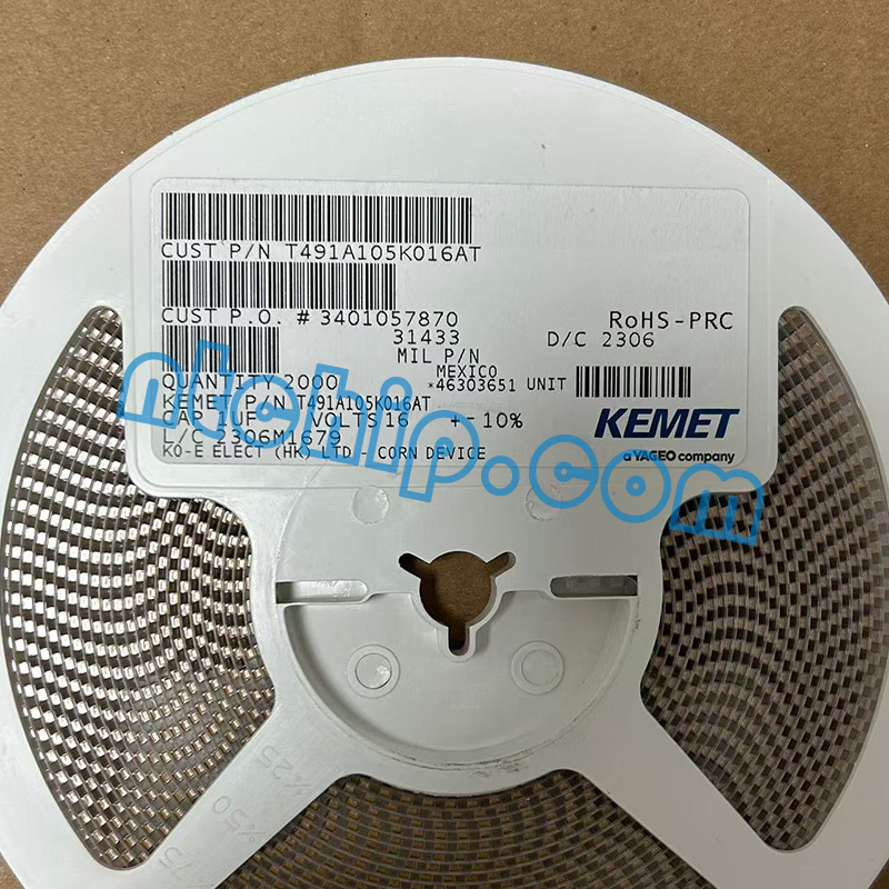 Kemet T491A105K016AT original reel label
