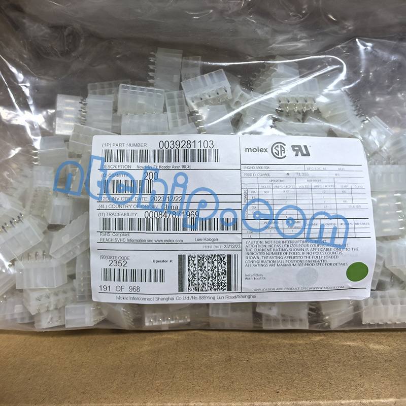 Molex 0039281103 Package Original Label Molex 0039281103 Package Original Label