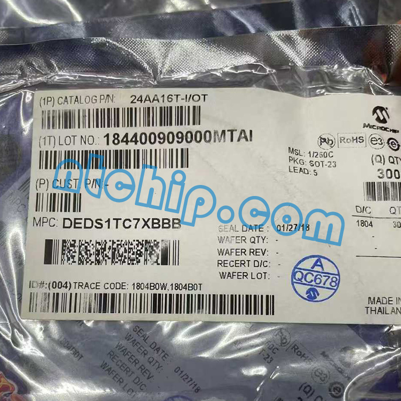 Microchip Technology 24AA16T-I/OT Package Original Label