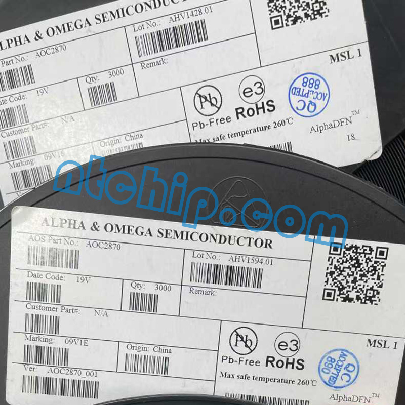 Alpha and Omega Semiconductor, Inc. AOC2870 Original Reel Label