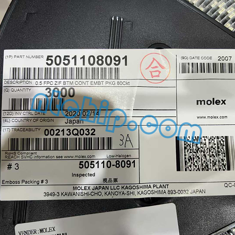 Molex 505110-8091 Reel Original Label