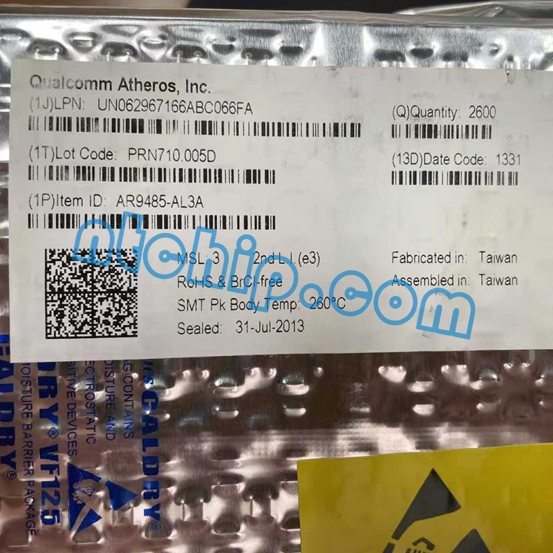 CSR PLC (Qualcomm) AR9485-BL3A package label