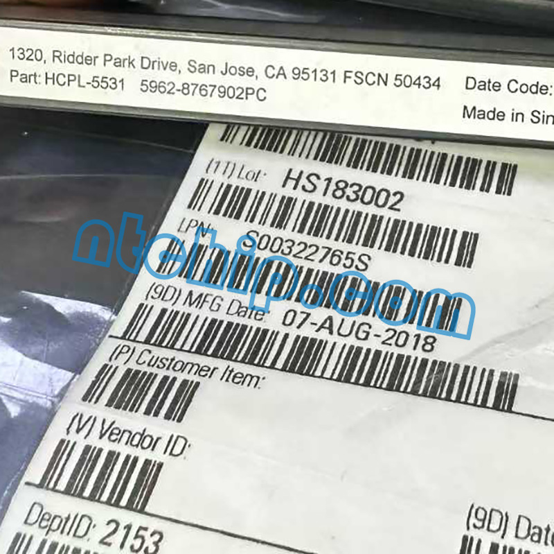 Avago Technologies (Broadcom) HCPL-5531 original package label