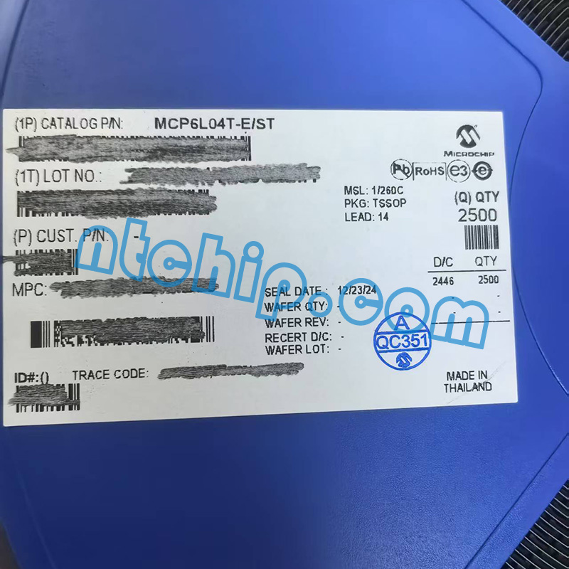 Microchip Technology MCP6L04T-E/ST reel label