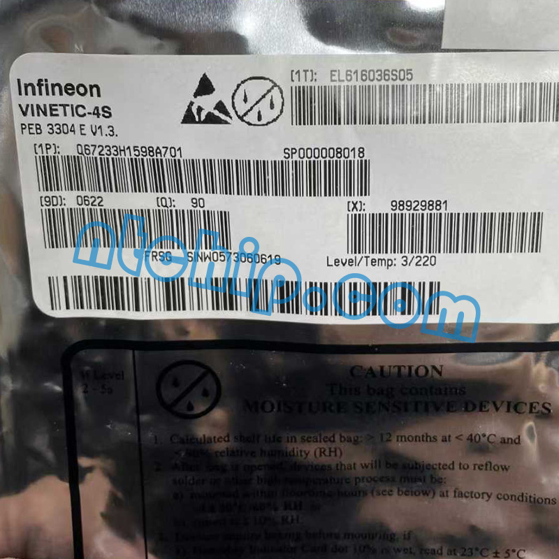 Infineon Technologies PEB3304HLV1.4 original package label