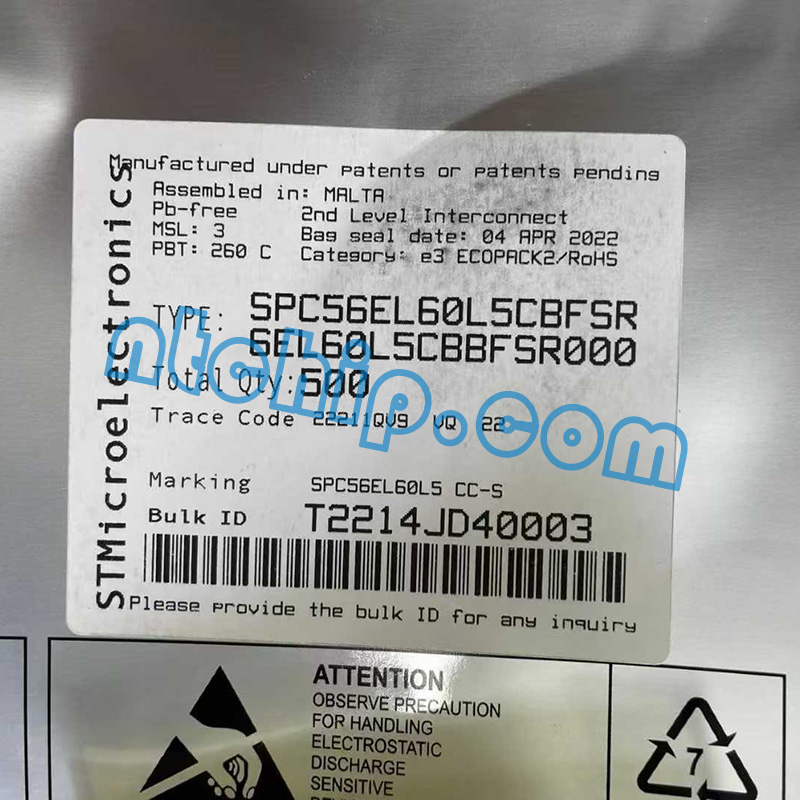STMicroelectronics SPC56EL60L5CBFSR package label STMicroelectronics SPC56EL60L5CBFSR package label