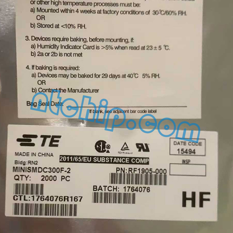 TE (Littelfuse Inc.) MINISMDC300F-2 reel label TE (Littelfuse Inc.) MINISMDC300F-2 reel label