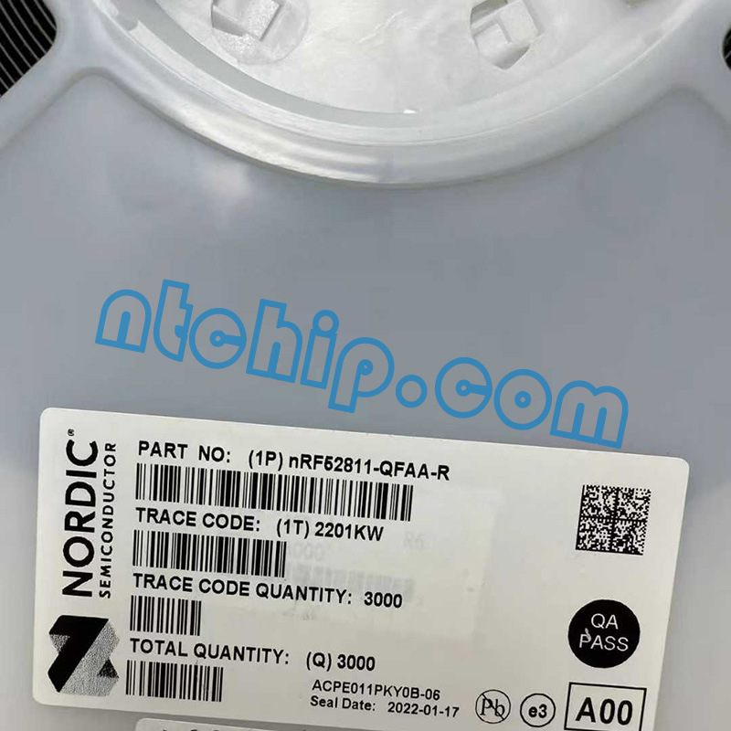Nordic Semiconductor NRF52811-QFAA-R reel label Nordic Semiconductor NRF52811-QFAA-R reel label