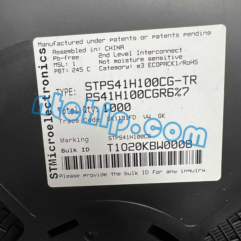 STMicroelectronics STPS41H100CG-TR reel label