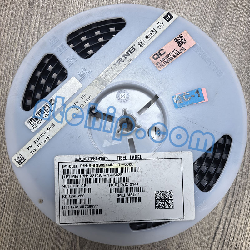 Bourns Inc. 3214W-1-502E reel label