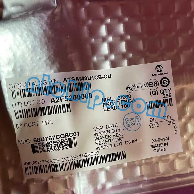 Microchip Technology ATSAM3U1CB-CU original package label