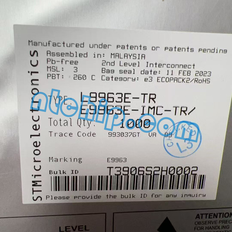 STMicroelectronics L9963E-TR original package label
