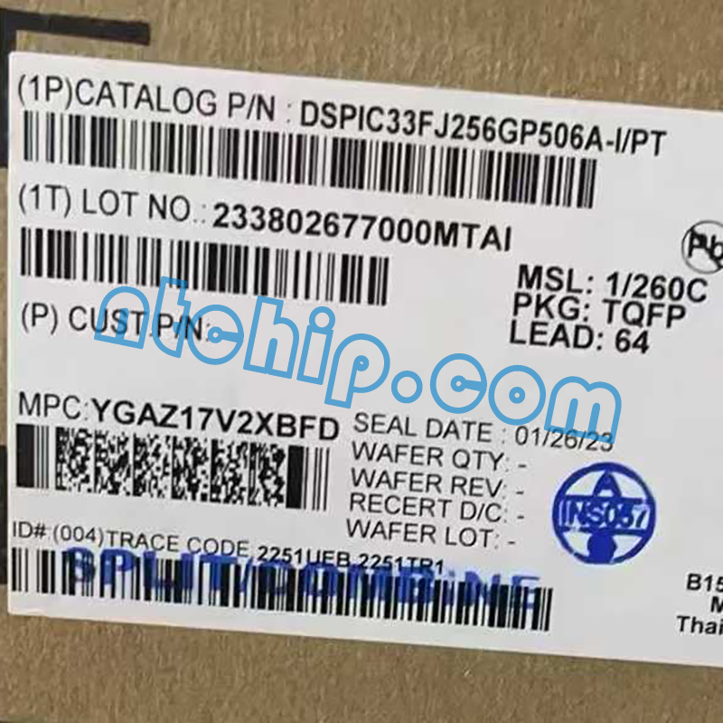 Microchip Technology DSPIC33FJ256GP506A-I/PT original package label