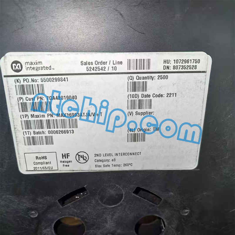 Maxim Integrated MAX16993ATJA/V+T original reel label