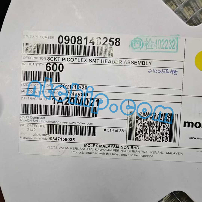 Molex 0908140258 original reel label